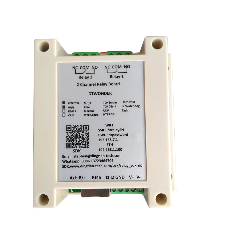 Ethernet Relay Network Wifi Switch Modbus MQTT TCP UDP Web HTTP Schedule Task CAN RS485 CoAP Domoticz Timer Module