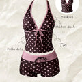 Women Swimwears Polka Dot 2-Piece Tankini Set Halter V | SAMAG