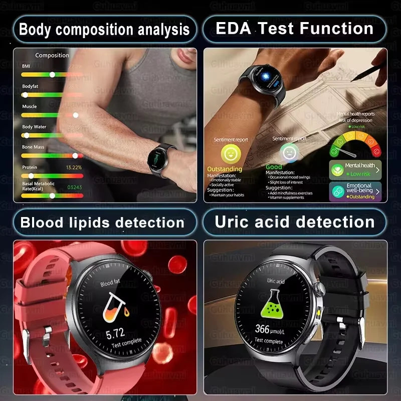 2026 New Health Sport ECG AI Diagnosis Smart Watches Men Heart Rate Blood Pressure IP68 Waterproof Smartwatches For Men Women