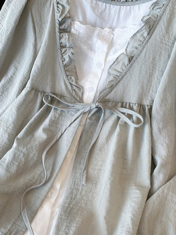 Korean Casual Sweet Fungus Lace Collar Women's Shirt - View 3 | SAMAG