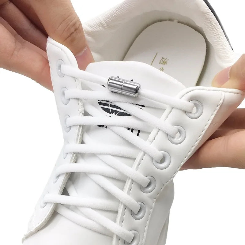 1 Pair Quick Locking Shoelaces Without Ties Elastic Laces Sneaker Widened Oval No Tie Shoe Laces Kids Adult Shoelace for Shoes