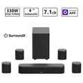 ULTIMEA 350W 7.1ch Virtual Surround Soundbar, Home Theater TV Sound Bar with Subwoofer&4 Surround Speakers, Smart App Control