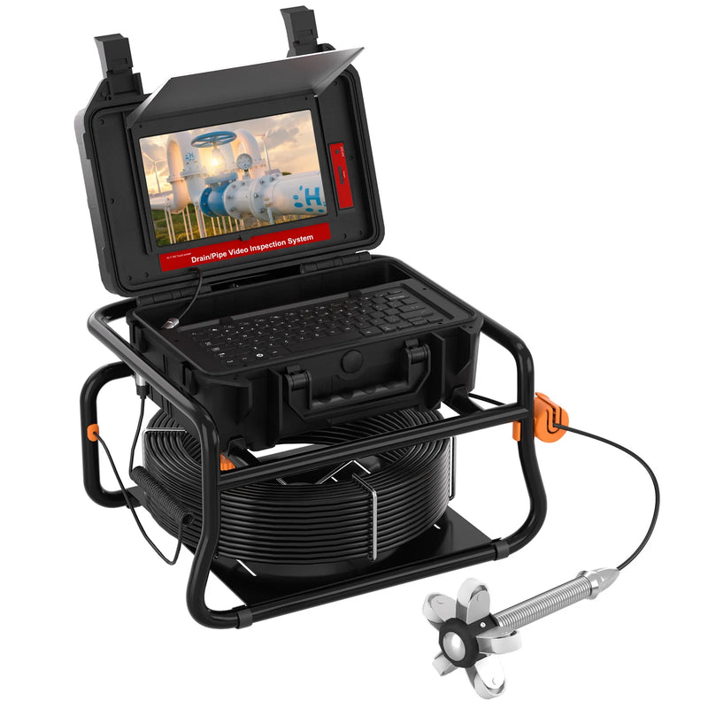 SYANSPAN 10.1" 1080P Screen Pipe Camera 512Hz Sonde&Self-leveling for Drain Sewer Inspection16GB Video Recording IP68 Waterproof