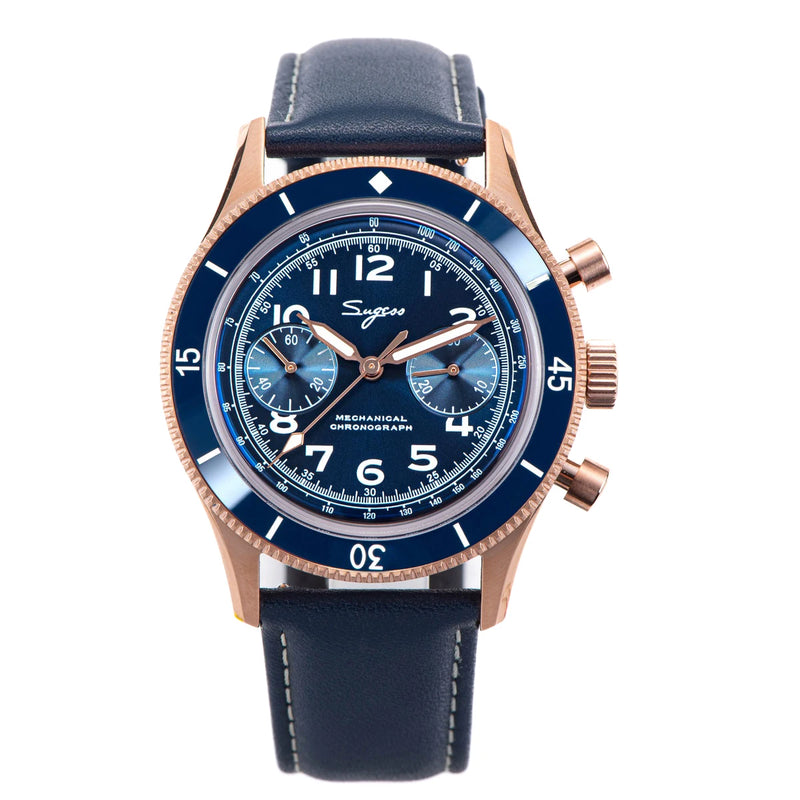 Sugess Watch 1963 Men Watches ST1901 Chronograph Luminous Mechanical Wristwatches Waterproof Crystal - Visuel 7 | SAMAG