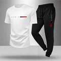 Spring/Summer Paris Letter Printed Round Neck Casual Comfortable Breathable T-shirt with Drawstring Outdoor Sports Pants Set