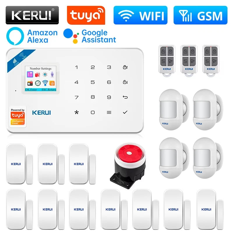 KERUI W181 WIFI GSM Alarm System Kit with Door/Window Sensor for Home Security Support Alexa Tuya Smart APP Remote Control