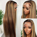 13x4 5x5 Glueless HD Lace Closure Wig 4/27 Highlight Straight Human Hair Pre Plucked Hairline 250 Density Wigs For Women