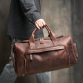 NUPUGOO-Genuine Leather Travel Bag for Men, Vintage Hand Luggage, Boston Bag, Duffle, Large Capacity, Shoulder Bag for 16 "Lapto
