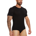 Men's Full Body Shaper Short Sleeve Top Tummy Control Briefs Bodysuit Butt Lifter Male Base Layer Pajamas Shaping Underwear New