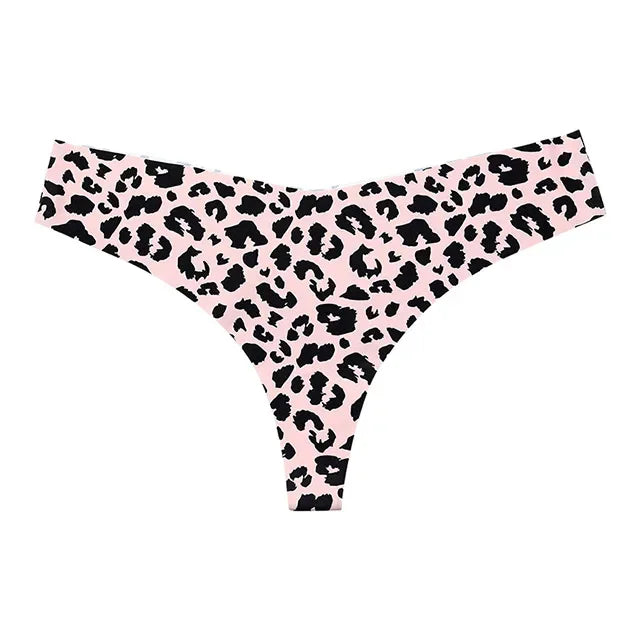 Sexy Leopard Print T-Back T-Shaped Panties Seamless Underwear Women's Ice Silk Breathable Quick-Drying Sports T-Back Pure Cotton