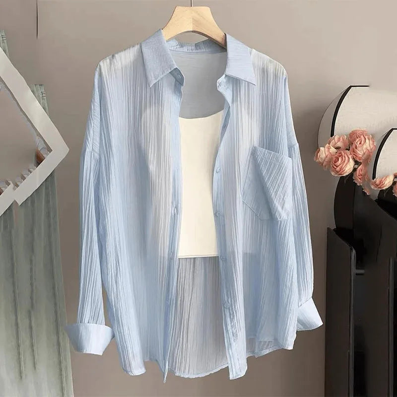 Summer Sunscreen Shirt Women Elegant Perspective Thin - View 8 | SAMAG