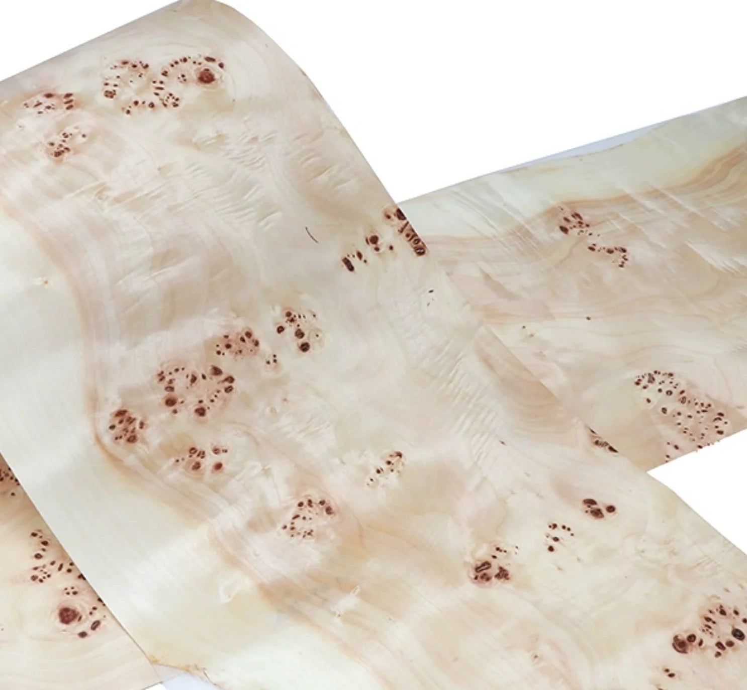 Length:1.6meters Width:230mm T:0.25mm Naturally White Poplar Tumor Wood Veneer Sheets Guitar Skateboard Backpack Decoration