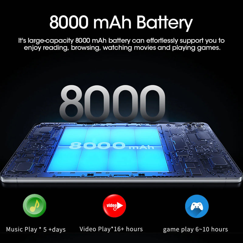2026 New Global Android Tablets 10.1 Inch Octa Core 8GB RAM 256GB ROM Dual SIM Dual Cameras 4G LTE 5G Tablet PC 8000mAh