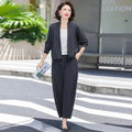 Women Spring Autumn Knit Two Piece Set Middle Aged Mom Open Cardigan Loose Casual Harem Pants Fashion Outfit