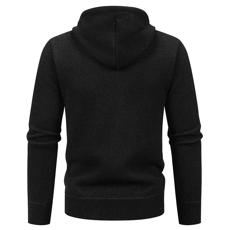 Winter men's sweater knit sweater jacket, men's cardigan hooded Slim padded sweater