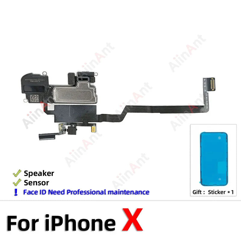 Waterproof Sticker + Flex For iPhone 11 Pro X Xr Xs Max 7 8 Plus Phone Top Proximity Sensor Ear Earpiece Speaker Flex Cable