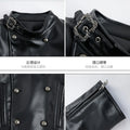 LUZHEN 2026 New Original Niche Design Double Breasted Stand Neck Leather Jacket Men's Fashion Handsome Cross Placket Coat JY6357