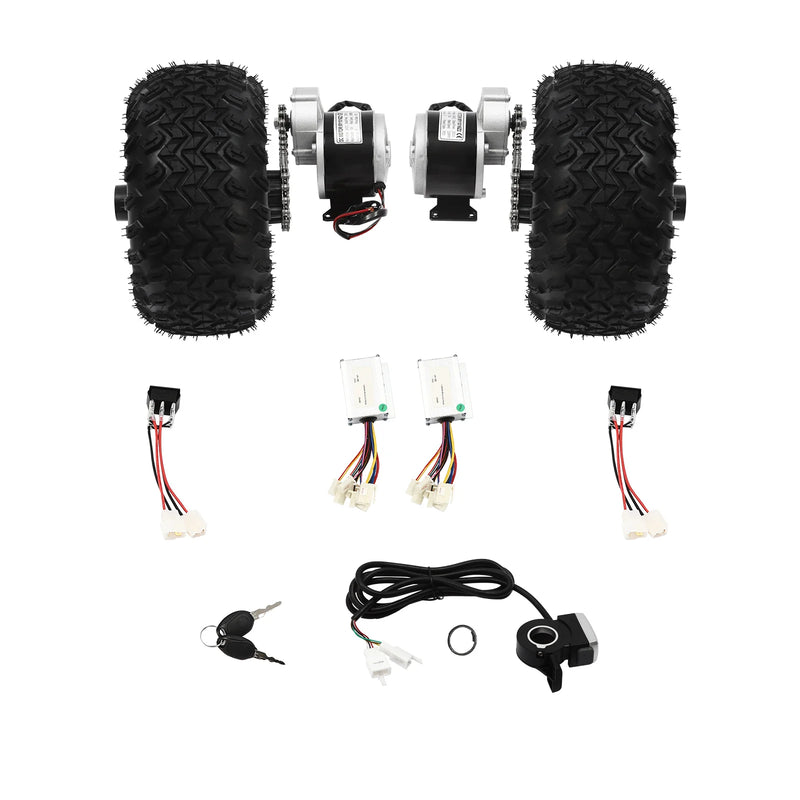 250W/24V 36V/350W Motor Drive Air Wheel Conversion Kit, 10Inch Double Wheel Set with Reverse Gear Switch and Thumb Throttle