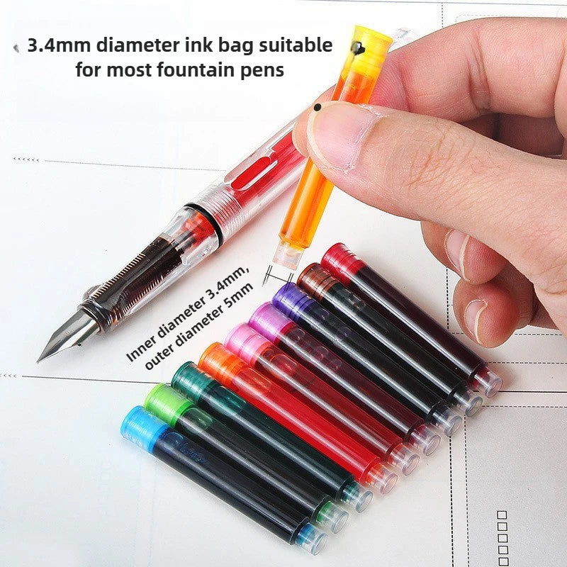 500/12 PCS JINHAO 12 Colors 3.4mm Non carbon Fountain Pen Ink Universal Sac Cartridges Refills School Office Supplies Stationery