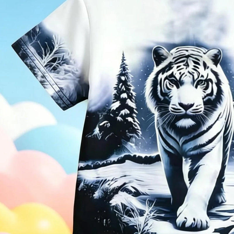Summer Boys Ink Wash Tiger All Over Print Short Sleeve - View 5 | SAMAG