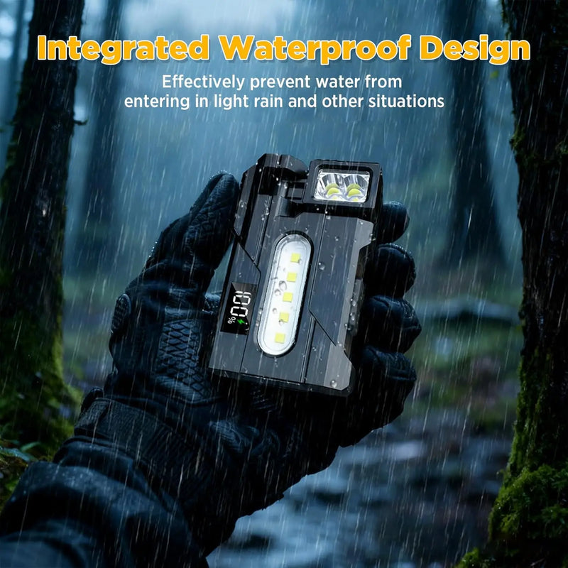 900 Lumen EDC Flashlight, Dual Light 7 Modes USB Rechargeable, with Magnet & Clip IPX4 Waterproof for Camping Fishing Emergency