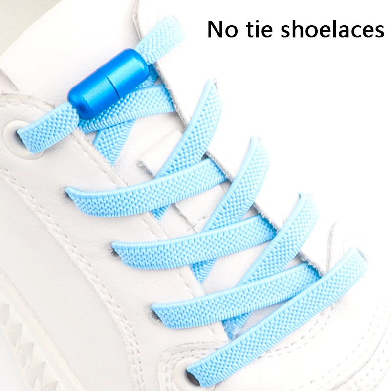 Flat Shoe Laces Without Ties Colored Matte Metal Lock Lazy Shoelaces for Men and Women Casual Shoes Elastic Shoelace 1 Pair