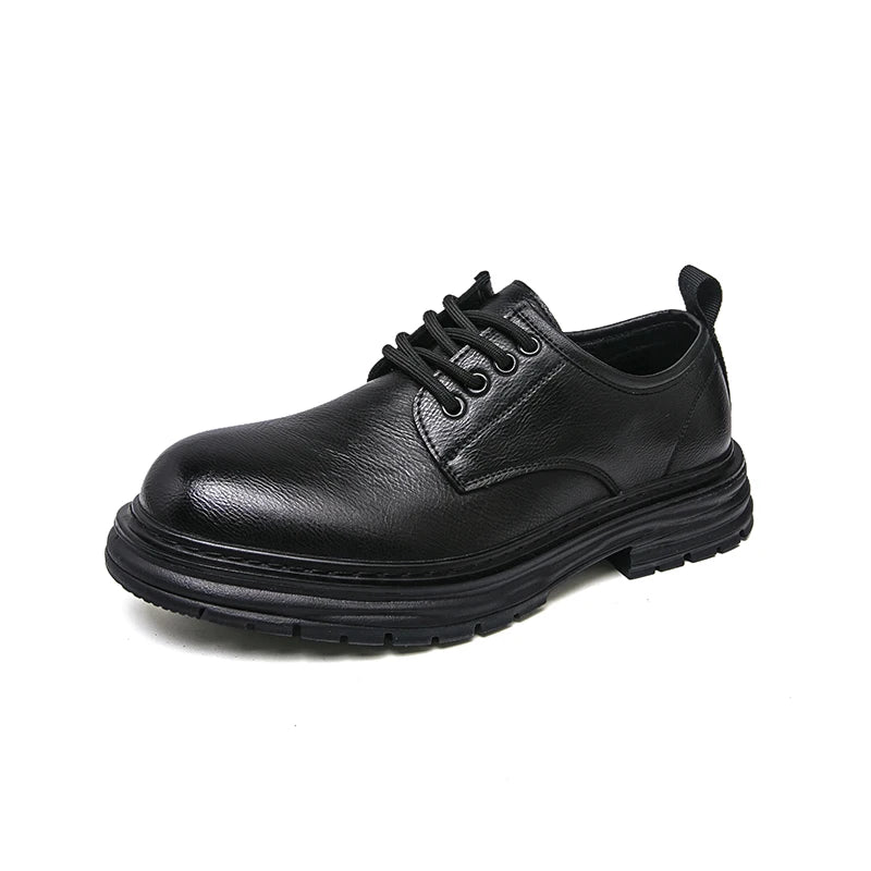 2025 New British-style Black Casual Leather Shoes for Men's Business Formal Wear Large-sized Work Shoes Trendy Size 48