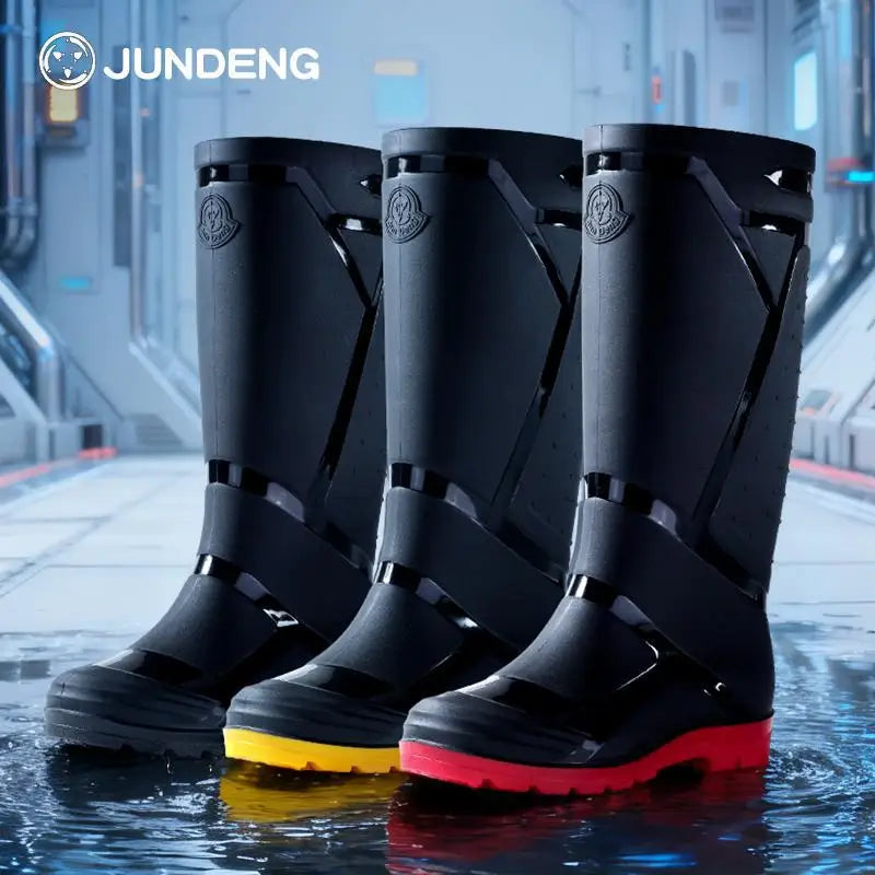 Large Size Water Shoes Men High-top Outdoor Lightweight and Comfortable Rain Boots Fishing Non-slip Boots Plus Velvet Rain Boots