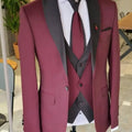 Men's Solid Slim Fit 3-Piece Business Suit Set with Blazer Vest And Pants for Wedding Party Luxury Fashion Tuxedo
