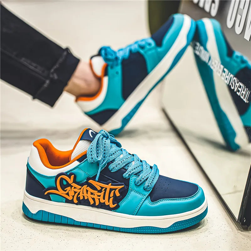Fashion Blue Designer Skateboard Shoes Men Streetwear Hip | SAMAG