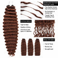 Brown Deep Wave Crochet Human Hair Extensions Miracle Knots Feather Soft Braiding Hair for Black Women Pre Looped Lightweight Reusable Hair with Natural Shine Full Volume for Boho Braids and Protective Styles