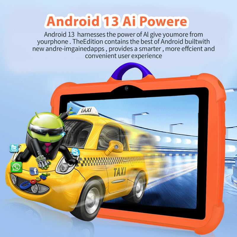 New 7 Inch WiFi Tablet PC Google Learning Education Kids' Tablet Quad Core 4GB RAM 64GB ROM Wi-Fi Android Tablets 4000mAh