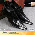luxury brand Men shoes glitter gold  italian wedding dress shoes men leather pointed toe formal shoes  plus size men shoes