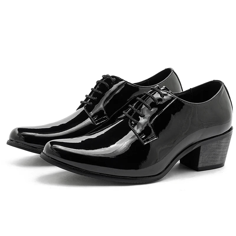 Pointed High Heel Leather Shoes For Men In British Business And Casual Heightened Wedding Shoes Korean Style Shiny Hairstylist