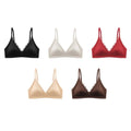 Ins Simple Satin Satin Wireless V Bra V Lace Neck Traceless Push Up Underwear Lingerie Solid Color Satin Lace Brassiere Running