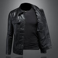 2024 Autumn and Winter New Men's Fashion Handsome with Solid Color Boutique Lapel Motorcycle Leather Coat Slim Fashion  M-5XL