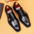 High-end Cowhide Leather Shoes For Men Square Toe Double Monk Strap Shoes Mens Dress Shoes Slip On Business Formal Shoes