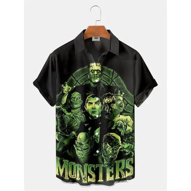 Summer Men's Hawaiian Shirt Movie Figures Horror Vintage | SAMAG