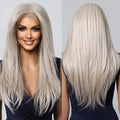 HENRY MARGU Ash Blonde Lace Synthetic Wigs 13*6 Lace Front Wigs Ombre Natural Dark Roots Wigs for Daily Heat Resistant Fiber