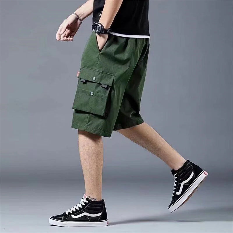 Black Hip Hop Cargo Shorts for Men's Summer Wide Leg | SAMAG