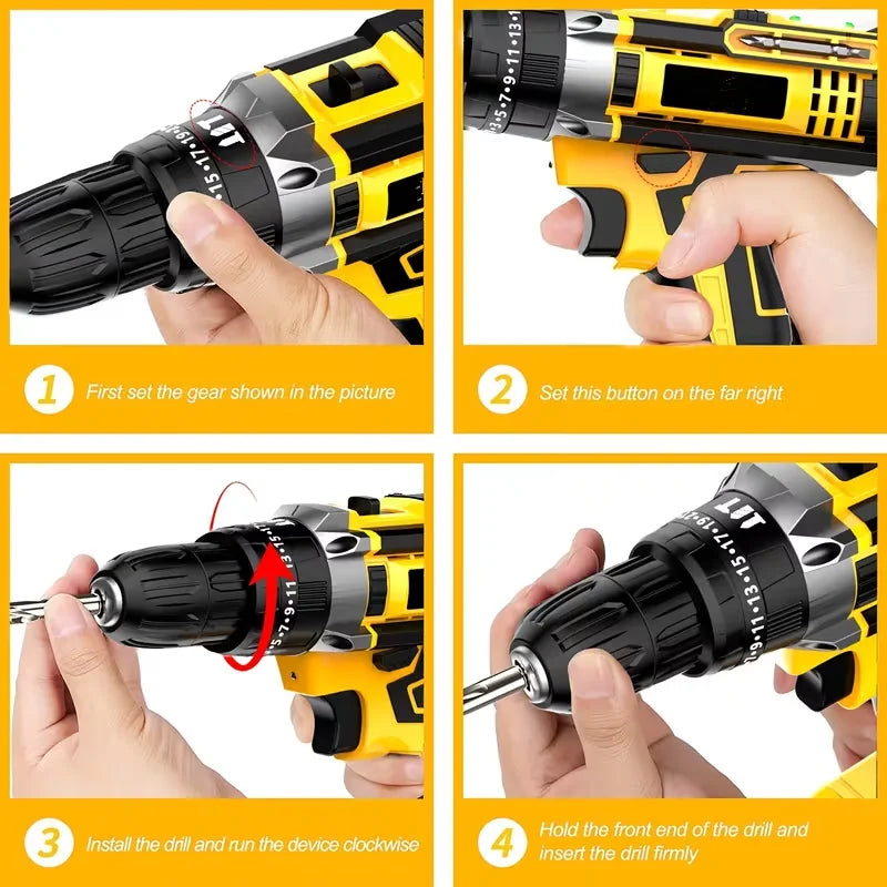Lithium Battery Cordless Electric Screwdriver, Multifunctional Hand Impact Drill Combo Tool Set, Portable - View 7 | SAMAG