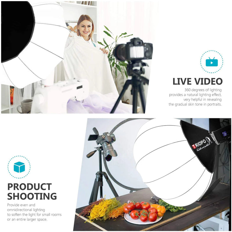 TRIOPO Lantern Softbox Light Modifier 55/65/85cm Quick Release for Sokani X100 COLBOR Godox Aputure Bowens Mount LED Video Light