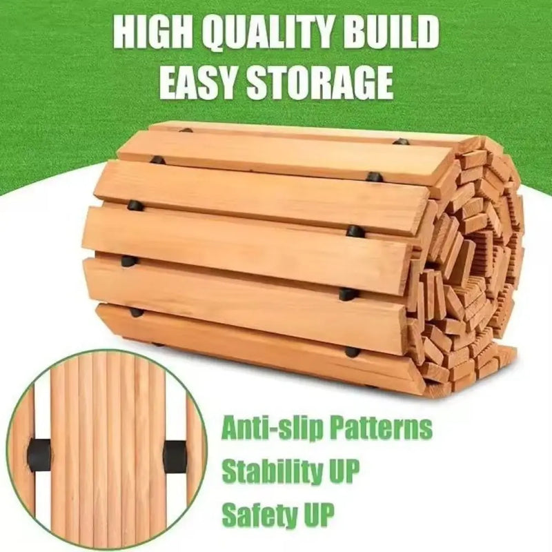 NonSlip Wooden Garden Pathway Decorative Curved Outdoor Walkway Easy Installation Weatherproof Garden Walkway Garden