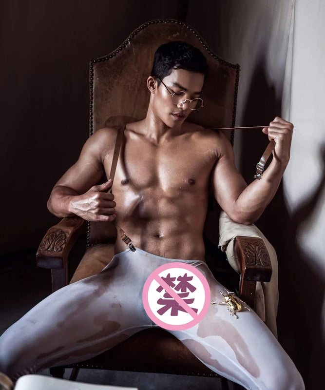 Men's Sexy Long Johns Ice Silk Body Shaper Leggings Underwear Men's Shapewear Compression Lounge Pants Sleepwear Bottoms