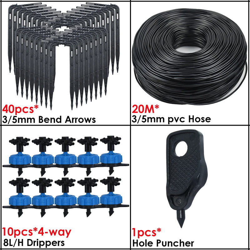 KESLA Greenhouse Drip Irrigation 4-Way 3/5mm 2-Way Drip Arrow Transmitter Garden Automatic Watering System Potted Plant 10/20set