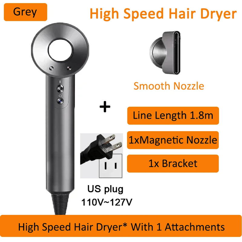7 in 1 Hair Dryer Professional with Cold Hot Air Functionality Negative Lon Blow Quick Dry Leafless Salon Home Hairdryer