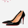 Black Women's Elegant High Heels Red Shiny Bottoms Luxury Brand Women Heels 2025 Trend Pointed Toe Sexy Party Pumps Shoes Women