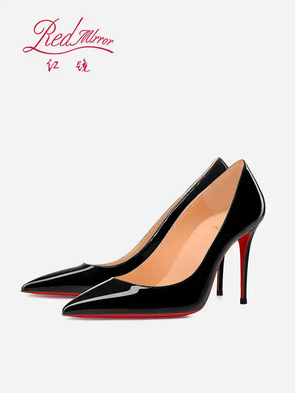 Black Women's Elegant High Heels Red Shiny Bottoms Luxury Brand Women Heels 2025 Trend Pointed Toe Sexy Party Pumps Shoes Women