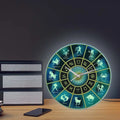 Signs Of Zodiac Wall Clock With LED Backlight Horoscope Constellation Astrology Symbol Home Decor Wall Watch For Living Room