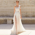 Elegant Boat Neck One Shoulder Wedding Dress Boho Chiffon | SAMAG